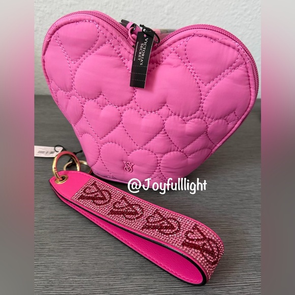 VICTORIA'S SECRET Valentine’s Day Hearts makeup bag and Wristlet keychain - Picture 3 of 4